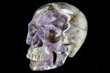 Realistic, Carved Chevron Amethyst Skull #116376-2